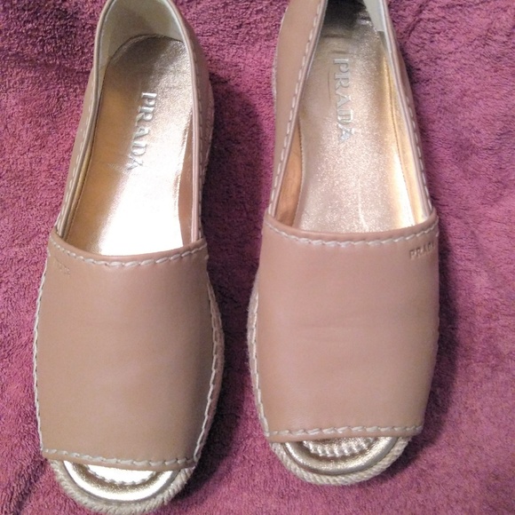 prada peep toe platform espadrille